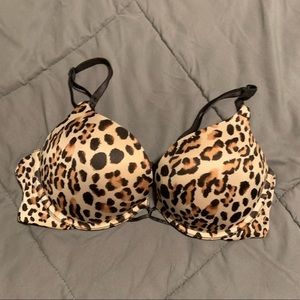 Victoria’s Secret leopard print push-up bra miraculous plunge 36B